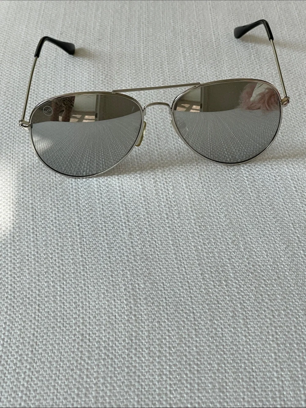 Silver Aviator Mirrored Sunglasses